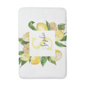 Moderne gele leemons Lijst en bladeren met naam Badmat (Voorkant Verticaal)