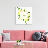 Moderne gele leemons Lijst en bladeren met naam Canvas Afdruk (Insitu (Woonkamer))