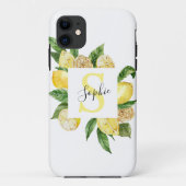 Moderne gele leemons Lijst en bladeren met naam Case-Mate iPhone Case (Achterkant)