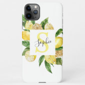 Moderne gele leemons Lijst en bladeren met naam iPhone Hoesje (Achterkant)