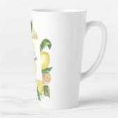 Moderne gele leemons Lijst en bladeren met naam Latte Mok (Rechts)