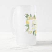 Moderne gele leemons Lijst en bladeren met naam Matglas Bierpul (Voorkant links)