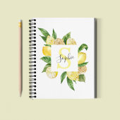 Moderne gele leemons Lijst en bladeren met naam Notitieboek