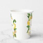 Moderne gele leemons Lijst en bladeren met naam Papieren Bekers (Rechts)