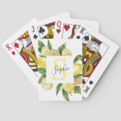 Moderne gele leemons Lijst en bladeren met naam Pokerkaarten (Achterkant)