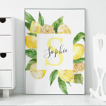 Moderne gele leemons Lijst en bladeren met naam Poster<br><div class="desc">Moderne gele leemons Lijst en bladeren met naam</div>