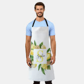 Moderne gele leemons Lijst en bladeren met naam Schort (Gedragen)