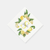 Moderne gele leemons Lijst en bladeren met naam Servet (Hoek)