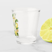 Moderne gele leemons Lijst en bladeren met naam Shot Glas (Rechts)