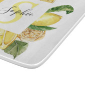 Moderne gele leemons Lijst en bladeren met naam Snijplank (Hoek)