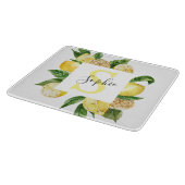 Moderne gele leemons Lijst en bladeren met naam Snijplank (Hoek)