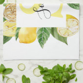 Moderne gele leemons Lijst en bladeren met naam Theedoek (Gevouwen)