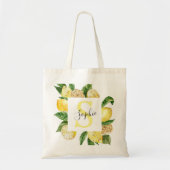 Moderne gele leemons Lijst en bladeren met naam Tote Bag (Voorkant)