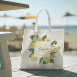 Moderne gele leemons Lijst en bladeren met naam Tote Bag<br><div class="desc">Moderne gele leemons Lijst en bladeren met naam</div>