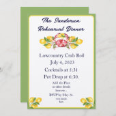 Moderne gele leemons Rode krab nodigt groen uit Kaart (Voorkant / Achterkant)