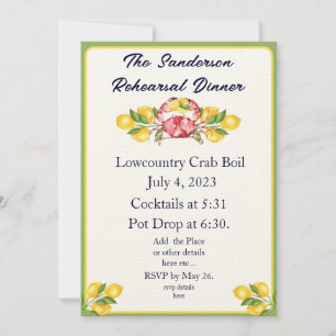 Moderne gele leemons Rode krab nodigt groen uit Kaart