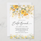 Moderne gele lente bloemige paasbrunch kaart (Voorkant)