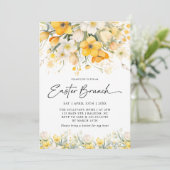 Moderne gele lente bloemige paasbrunch kaart (Staand voorkant)