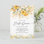Moderne gele lente bloemige paasbrunch kaart (Staand voorkant)