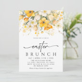 Moderne gele lente bloemige paasbrunch kaart (Staand voorkant)