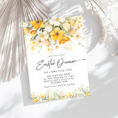 Moderne gele lente bloemige paasbrunch kaart