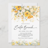 Moderne gele lente bloemige paasbrunch kaart (Voorkant)