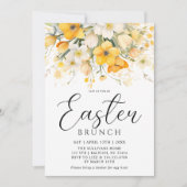 Moderne gele lente bloemige paasbrunch kaart (Voorkant)