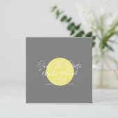Moderne Gele Maan Grijze Save the Date Kaart (Staand voorkant)