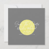 Moderne Gele Maan Grijze Save the Date Kaart (Voorkant)