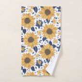 Moderne gele & marine zonnebloemen bad handdoek (Handdoek)