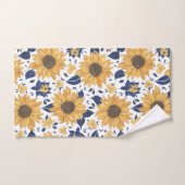 Moderne gele & marine zonnebloemen bad handdoek (Handdoek)
