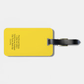 Moderne Gele Minimale Monogram Aangepast Bagagelabel (Achterkant horizontaal)