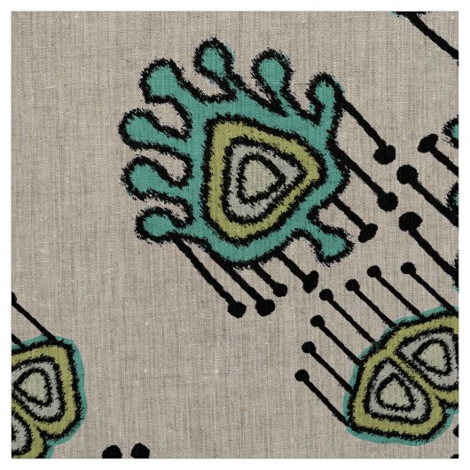 Moderne Gele Mint Grijs Tribal Custom Stof (Swatch)
