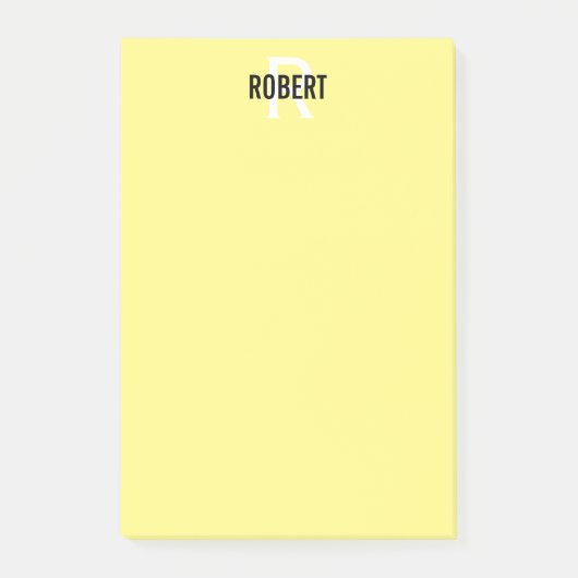 Moderne gele monogram naam post-it® notes (Voorkant)