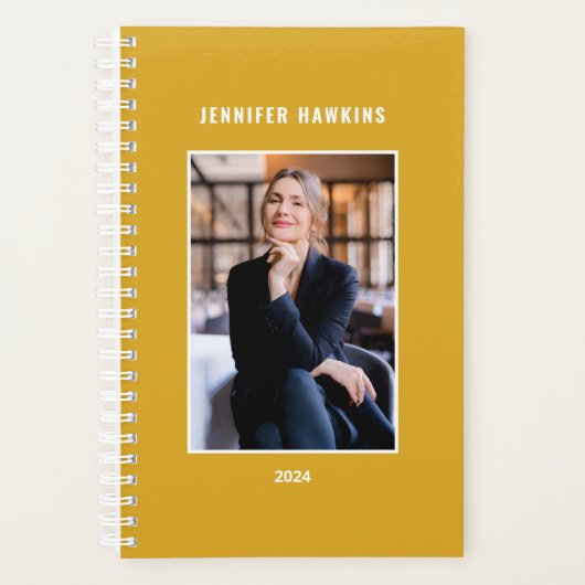 Moderne Gele Mosterd Wekelijkse Zakelijke Foto Planner (Voorkant)