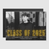 Moderne Gele Neon Klas van 2025 Foto Afstuderen Magnetische Uitnodiging (Voorkant / Achterkant)