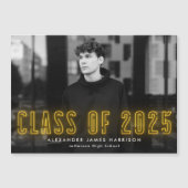 Moderne Gele Neon Klas van 2025 Foto Afstuderen Magnetische Uitnodiging (Voorkant)