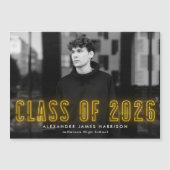 Moderne Gele Neon Klas van 2025 Foto Afstuderen Magnetische Uitnodiging (Voorkant)