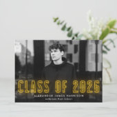 Moderne gele neonklasse van 2023 Foto-Afstuderen Aankondiging (Staand voorkant)