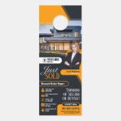 Moderne Gele Net Verkochte Vastgoedmakelaar Huizen Deurhanger (Voorkant)