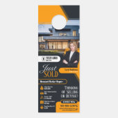 Moderne Gele Net Verkochte Vastgoedmakelaar Huizen Deurhanger (Achterkant)