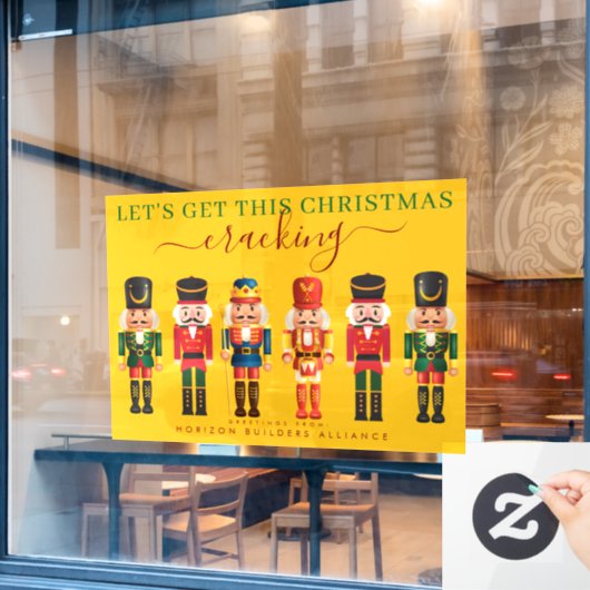Moderne Gele Notenkraker Zakelijk Raamsticker (Cafe Raam)