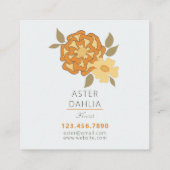 Moderne gele Oranje geïllustreerde bloemen Vierkante Visitekaartje (Achterkant)