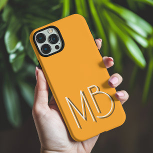Moderne Gele Oranje Monogram Initiaal Contemporary iPhone 16 Pro Max Hoesje
