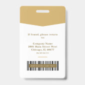Moderne Gele Pasfoto Logo & Barcode Professioneel Badge (Achterkant)