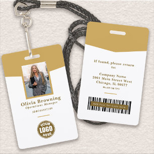 Moderne Gele Pasfoto Logo & Barcode Professioneel Badge