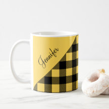 Moderne Gele Plaid Check Patroon Naam