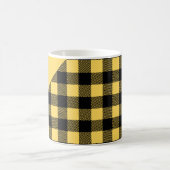 Moderne Gele Plaid Check Patroon Naam Koffiemok (Center)