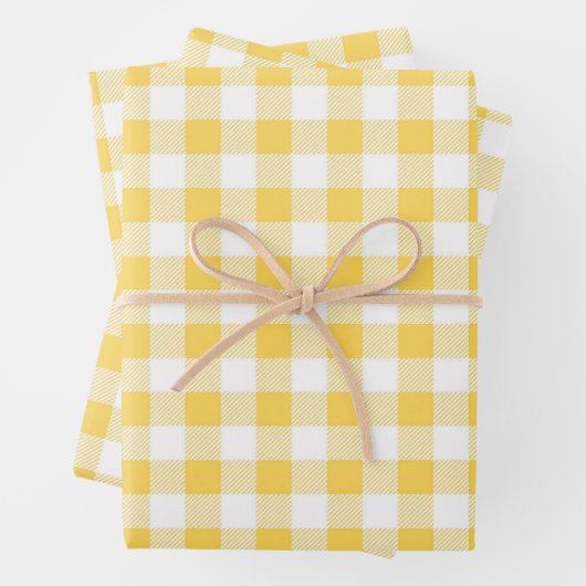 Moderne gele plaid inpakpapier vel (In situ)