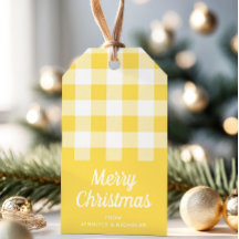 Moderne Gele Plaid Patroon Prettig Kerstfeest